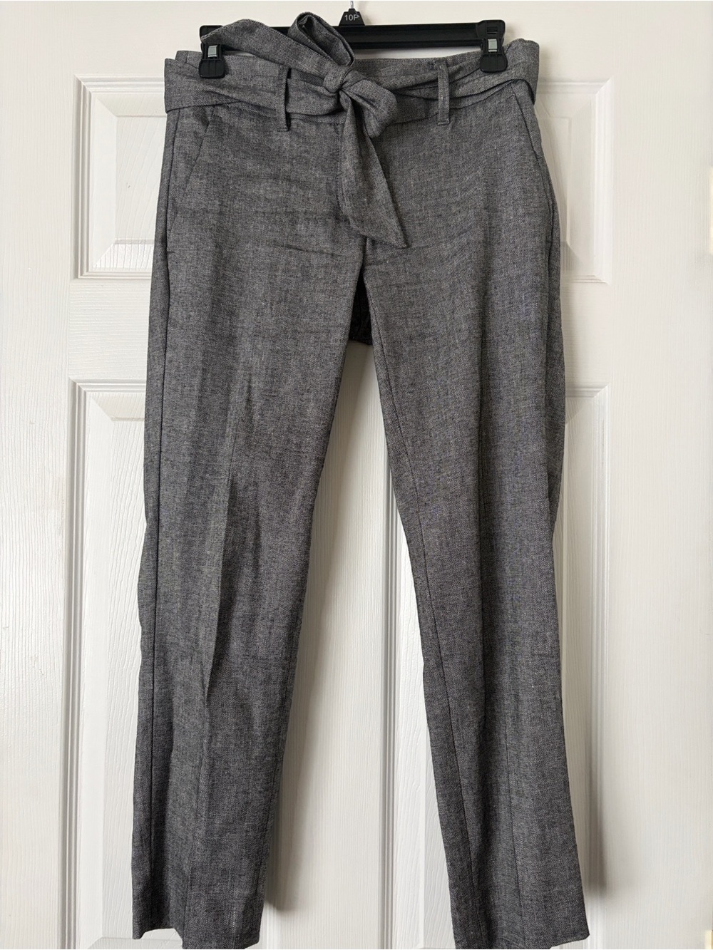 LOFT Marisa Gray Tie-Waist Straight Ankle Pants